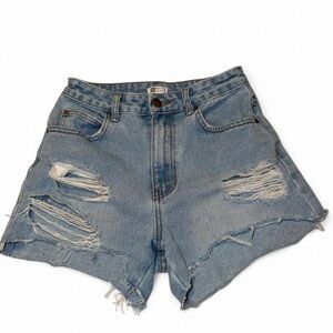 Billabong Ripped High-Rise Light Blue Denim Shorts